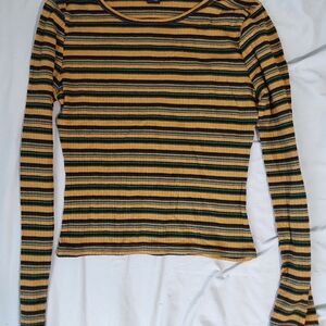 Rue21 Yellow and Black Striped Long Sleeve Top